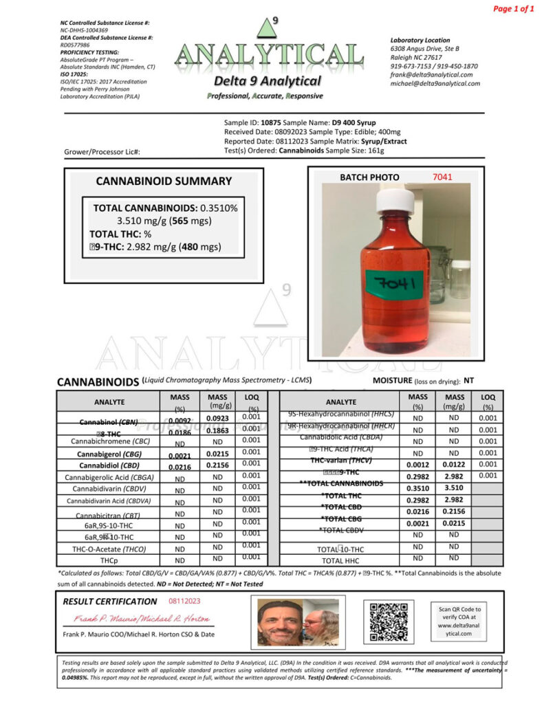 Uncle Buddy's Delta 9 Syrup All Flavors & 1 gallon